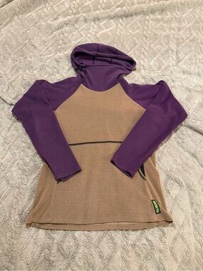 Melanzana Two-Tone Purple and Tan Waffle Hoodie